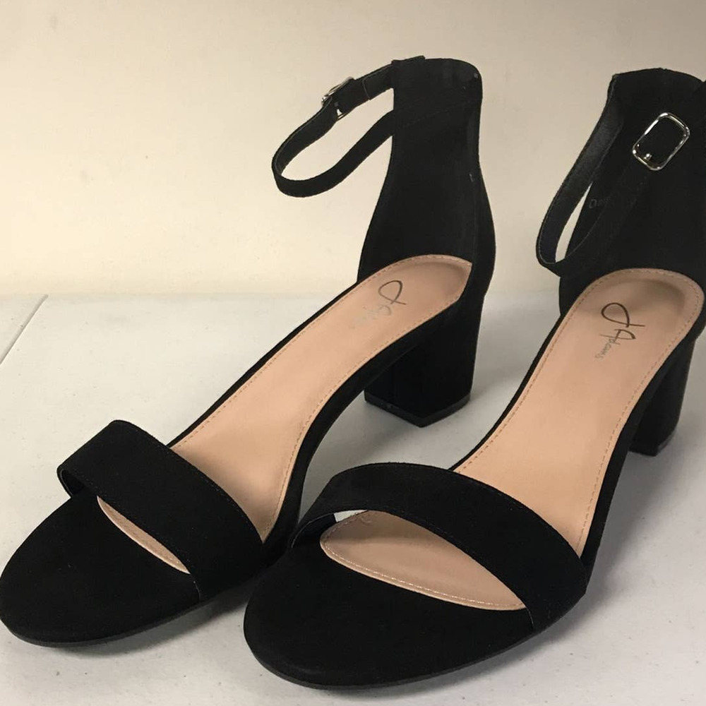 J. Adams Daisy Womens Size 8.5 Ankle Strap Low Block Heels, Black - Picture 2 of 6